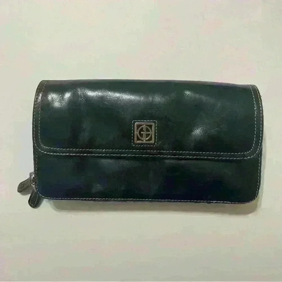 GUC Giani Bernini Black Leather Organizer Clutch Purse - Picture 9 of 10